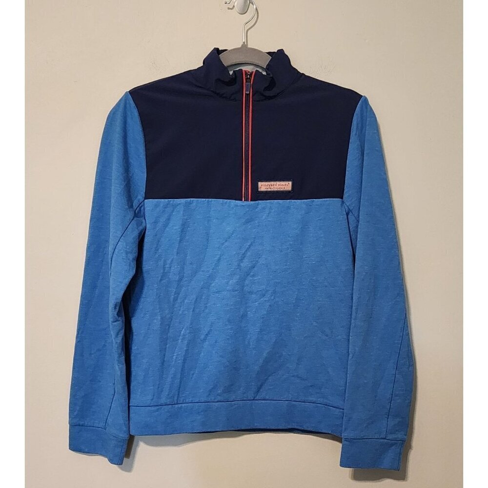 Vineyard Vines Performance pullover sz XL / 18 boys zipper blue athleisure whale